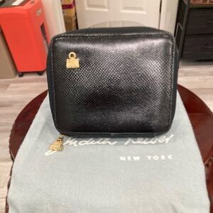 Pre-Loved Judith Leiber Black Lizard Zip Around Wallet